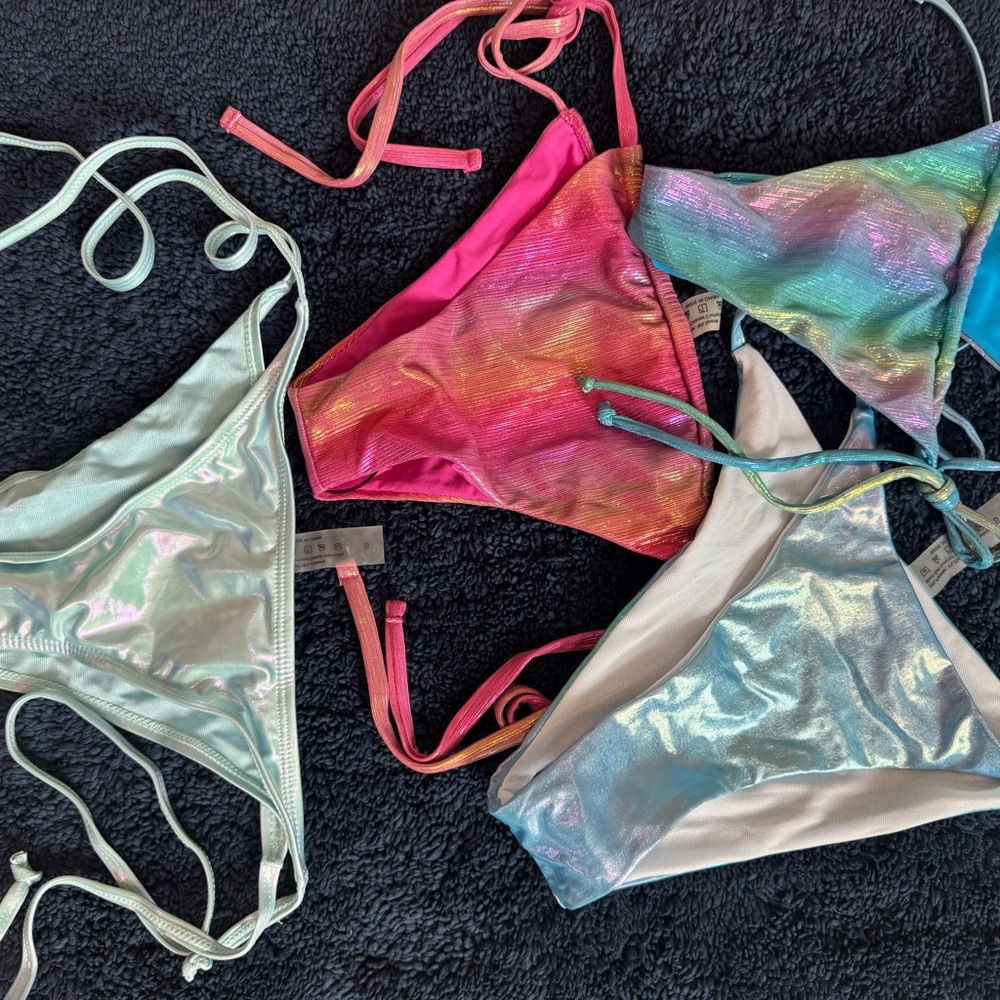 Colorful Iridescent Bikini bottoms. Set of 4